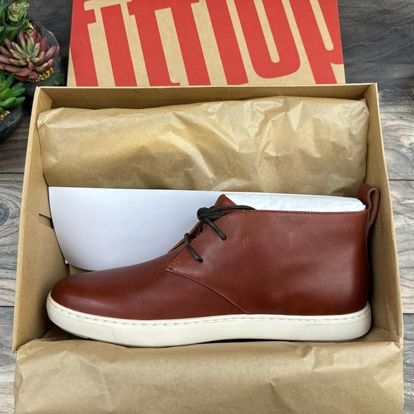 NIB FitFlop Zackery 11 44 Dark Red Chukka Ankle Boots Leather - Picture 9 of 11